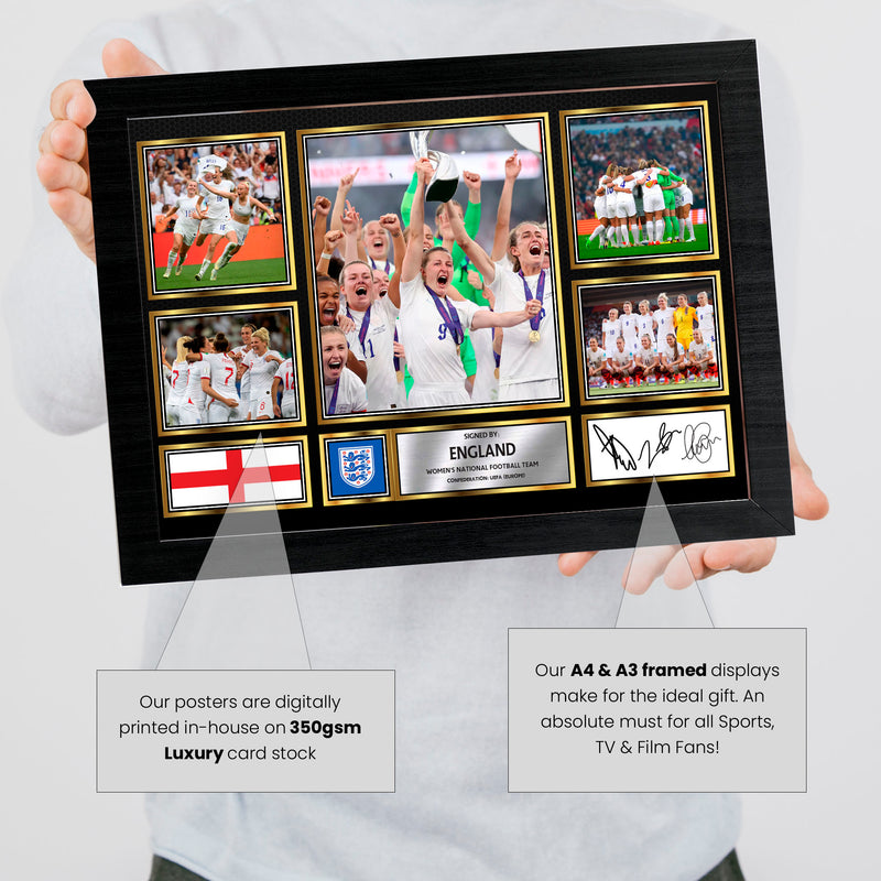 England Ladies Football Teams Framed Autographed Print - Limited Edition Autograph Fan Gift – Collectible Memorabilia Merchandise