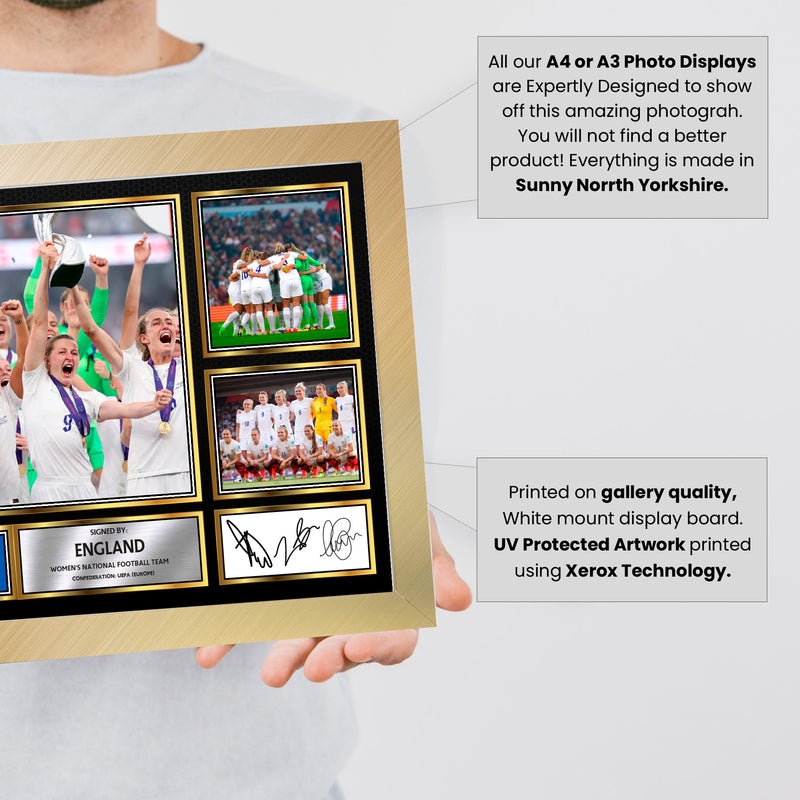 England Ladies Football Teams Framed Autographed Print - Limited Edition Autograph Fan Gift – Collectible Memorabilia Merchandise