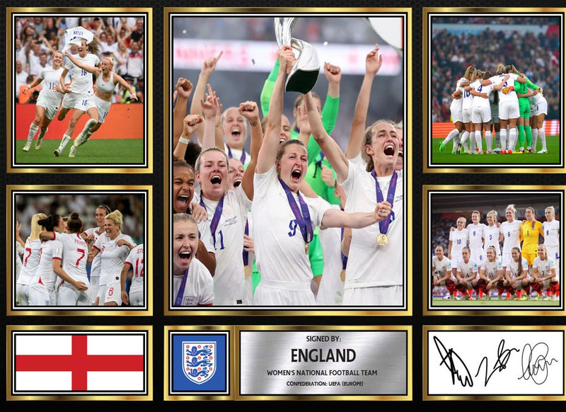 England Ladies Football Teams Framed Autographed Print - Limited Edition Autograph Fan Gift – Collectible Memorabilia Merchandise