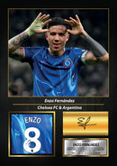 Enzo Fernández Printed Signed Poster – Chelsea FC & Argentina Midfielder Tribute Wall Art with Jersey & Bio Plaque –  Premier League Football Memorabilia for Fans & Collectors