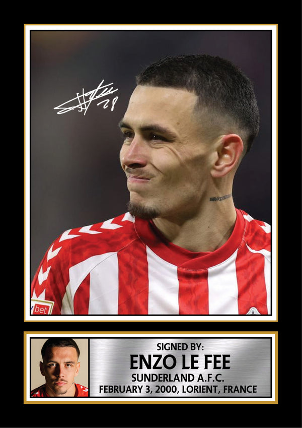Enzo Le Fee Printed Signature Framed Photo – Sunderland A.F.C. Wall Art – Football Gift for Fans & Sports Enthusiasts