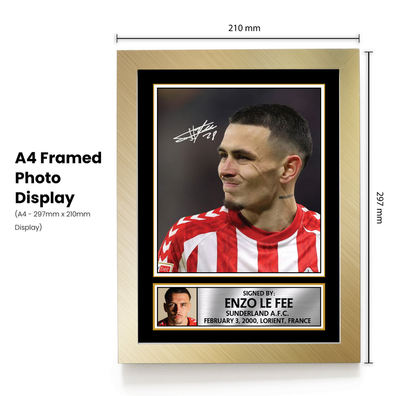 Enzo Le Fee Signed Framed Photo – Sunderland A.F.C. Memorabilia – Football Gift for Fans & Sports Enthusiasts