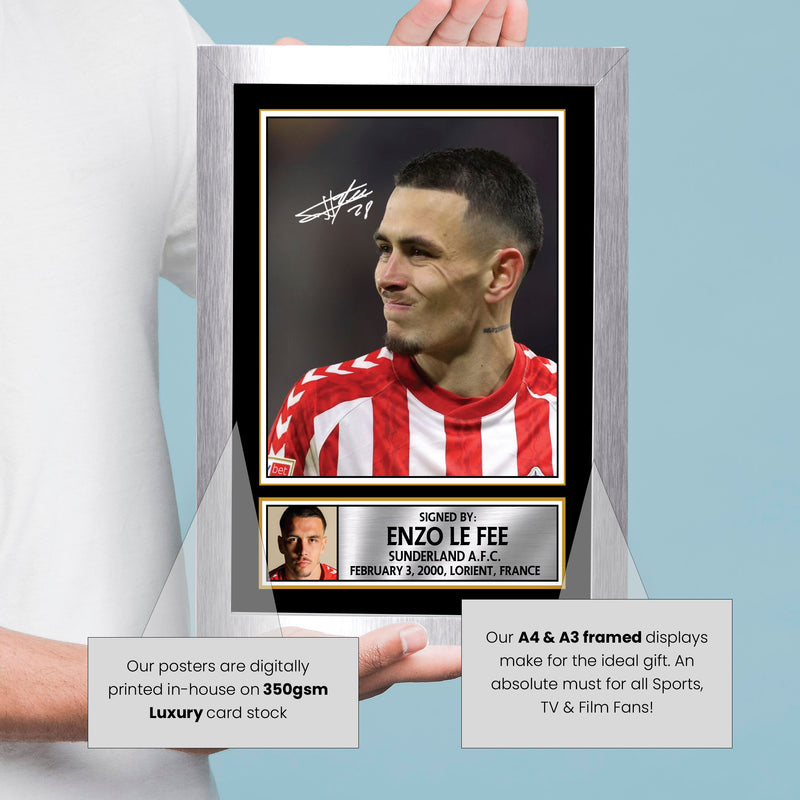 Enzo Le Fee Signed Framed Photo – Sunderland A.F.C. Memorabilia – Football Gift for Fans & Sports Enthusiasts