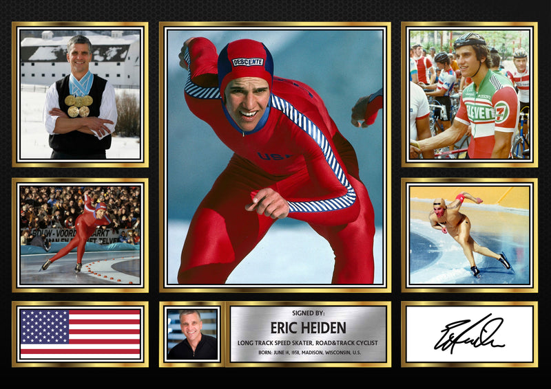 Eric Heiden Olympians Framed Autographed Print - Limited Edition Autograph Fan Gift – Collectible Memorabilia Merchandise