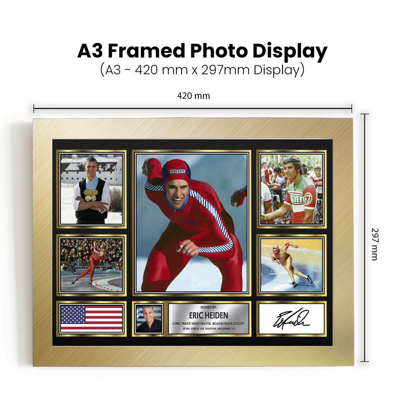 Eric Heiden Olympians Framed Autographed Print - Limited Edition Autograph Fan Gift – Collectible Memorabilia Merchandise