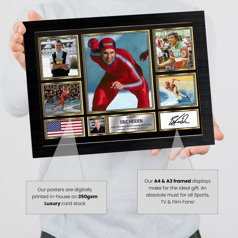 Eric Heiden Olympians Framed Autographed Print - Limited Edition Autograph Fan Gift – Collectible Memorabilia Merchandise