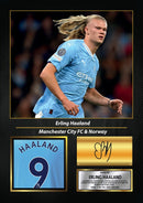 Erling Haaland Printed Signed Poster – Manchester City FC & Norway Striker Tribute Wall Art with Jersey & Bio Plaque – Premier League Football Memorabilia for Fans & Collectors