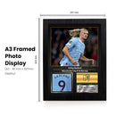 Erling Haaland Printed Signed Poster – Manchester City FC & Norway Striker Tribute Wall Art with Jersey & Bio Plaque – Premier League Football Memorabilia for Fans & Collectors