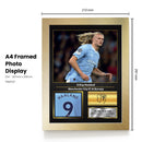 Erling Haaland Printed Signed Poster – Manchester City FC & Norway Striker Tribute Wall Art with Jersey & Bio Plaque – Premier League Football Memorabilia for Fans & Collectors