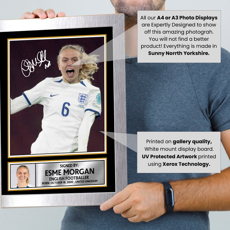 Esme Morgan Signed Football Poster Print – England Lioness & Washington Spirit Hero  – Framed or Unframed – Gift for Women’s Football Fans