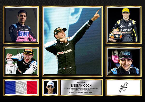 Esteban Ocon F1 Driver Printed Signature Gift Poster Print Artwork Display