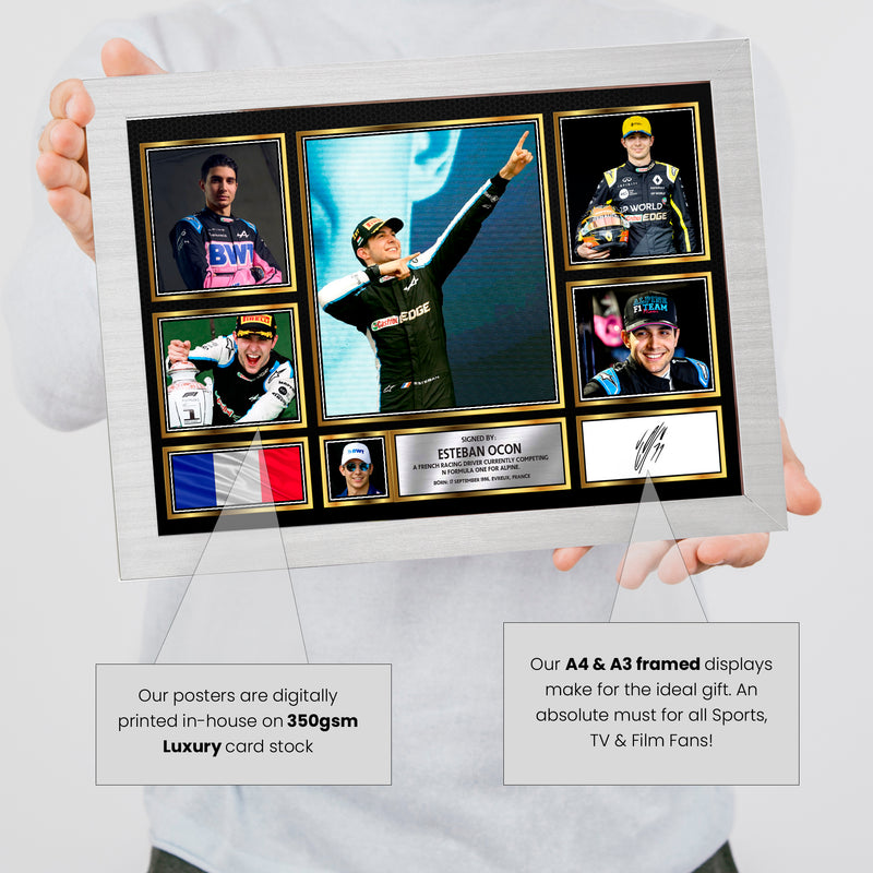 Esteban Ocon F1 Driver Limited Edition Signed Gift Poster Print Artwork Display