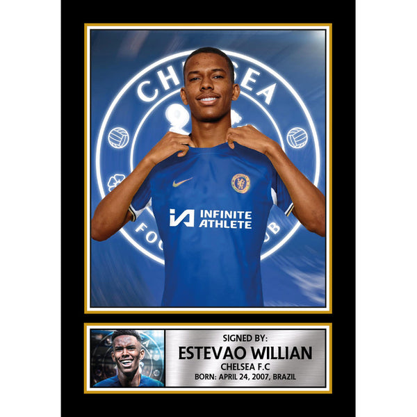 Estevao Willian Printed Signature Poster Print – Chelsea F.C. Tribute Wall Art with Signature Panel – Rising Star Football Wall Art for Fans & Collectors