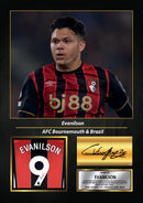 Evanilson Signed Football Memorabilia – Framed Autograph Display with AFC Bournemouth & Brazil Tribute – Collector’s Gift for Fans