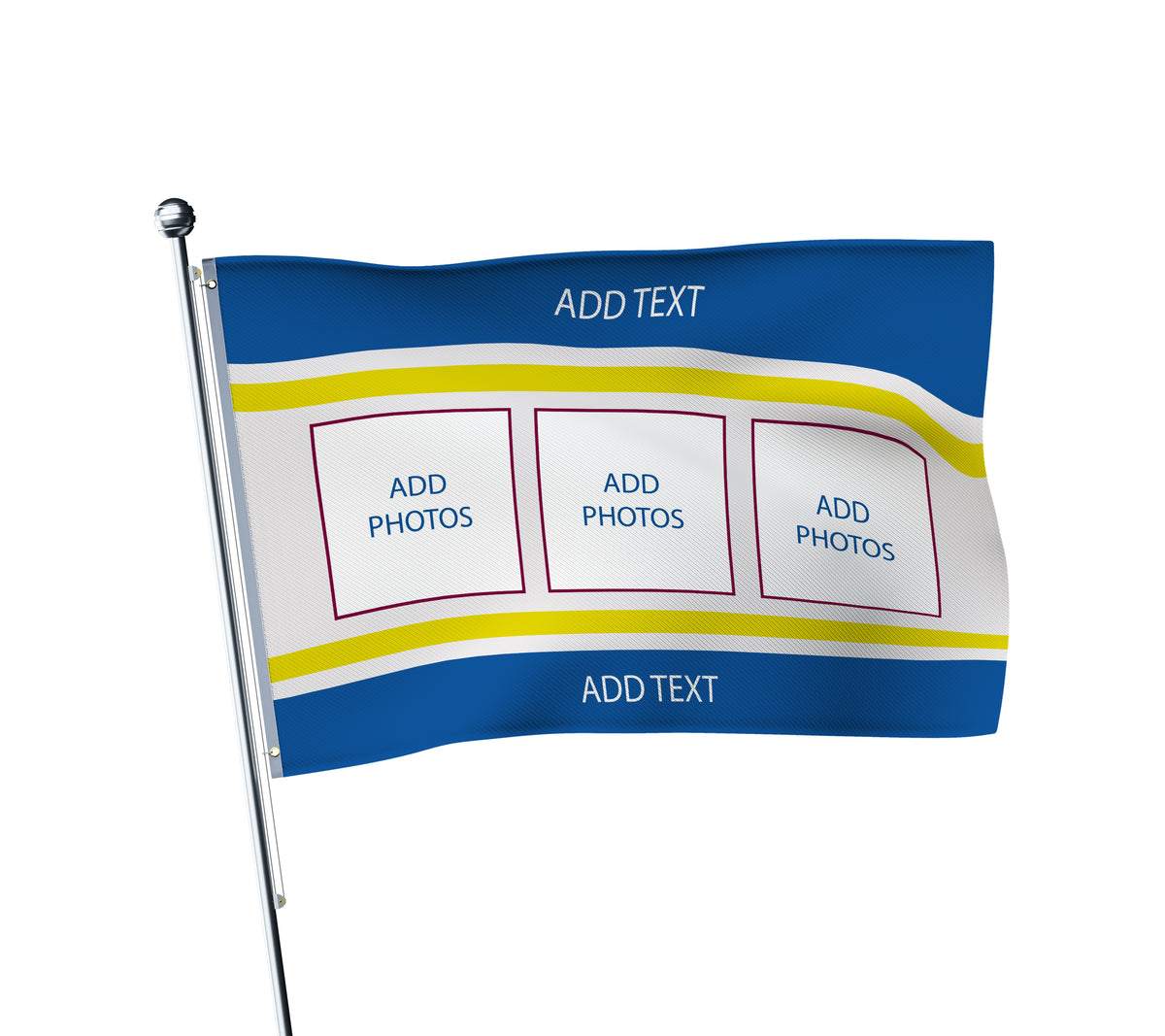 Personalised Everton football flag in royal blue and white, printed with custom wording