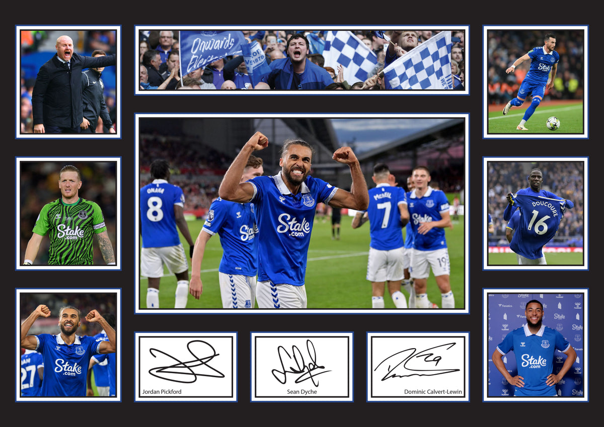 Everton Premier League Football Team Framed Printed Signature Print – Fan Gift – Wall Art – Everton Premier League Football Team Framed Printed Signature Print – A4 Poster