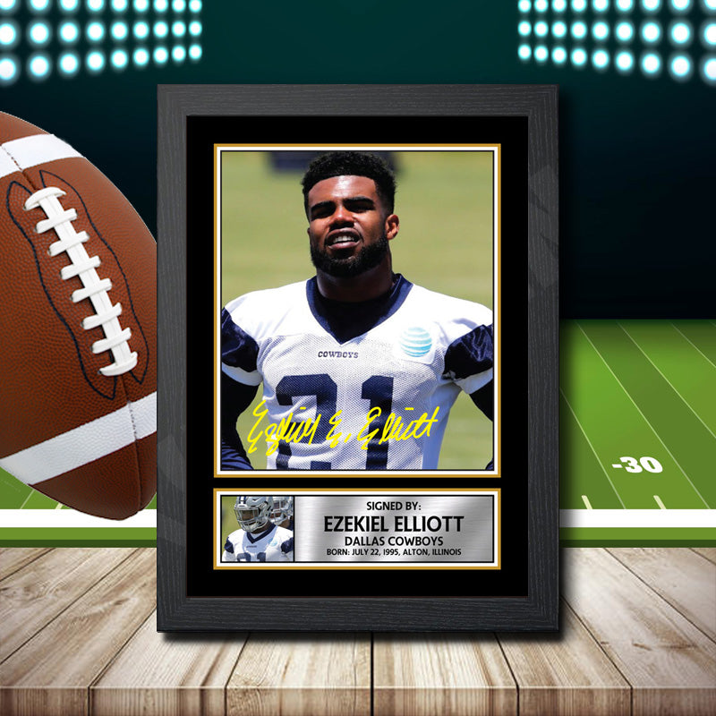 Ezekiel Elliott 2 – Printed Signature NFL Star Print – Ezekiel Elliott 2
