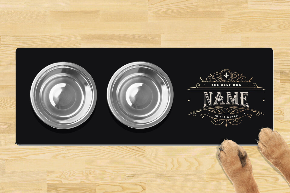 Personalised Dog Bowl Mat 880mm x 300mm2 Bowl Design - Fancy Dog