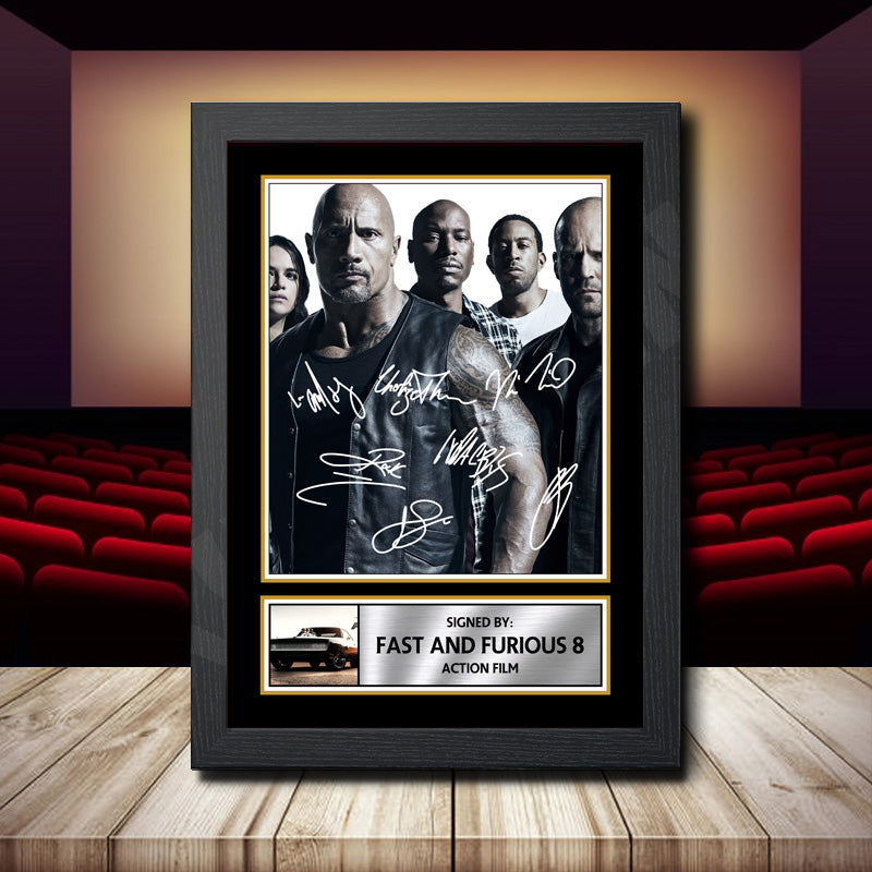 Fast And Furious 8 2 Printed Signature Movie Star Poster Print Framed Wall Art Gift – Fast And Furious 8 2 Printed Signature Movie Star Poster Print