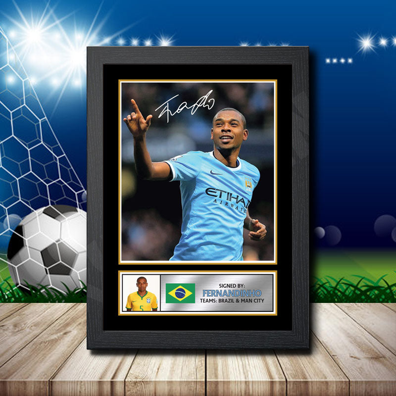 Fernandinho Printed Signature Footballers Star Poster Print Framed Wall Art Gift – Fernandinho Printed Signature Footballers Star Poster Print