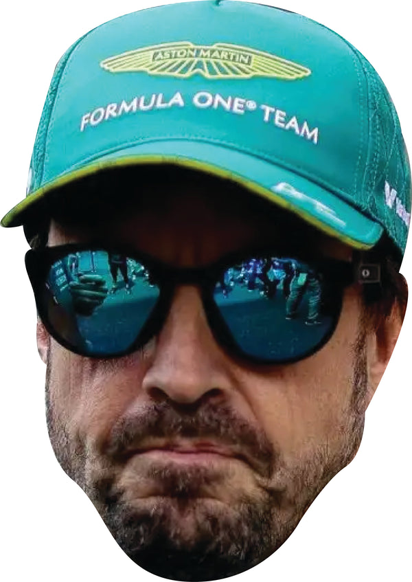 Fernando Alonso Cap 3 Face Mask – F1 Motorsport Celebrity Card Face Mask – Celebrity Mask for Stag Do, Hen Night, Fancy Dress & Costume Parties