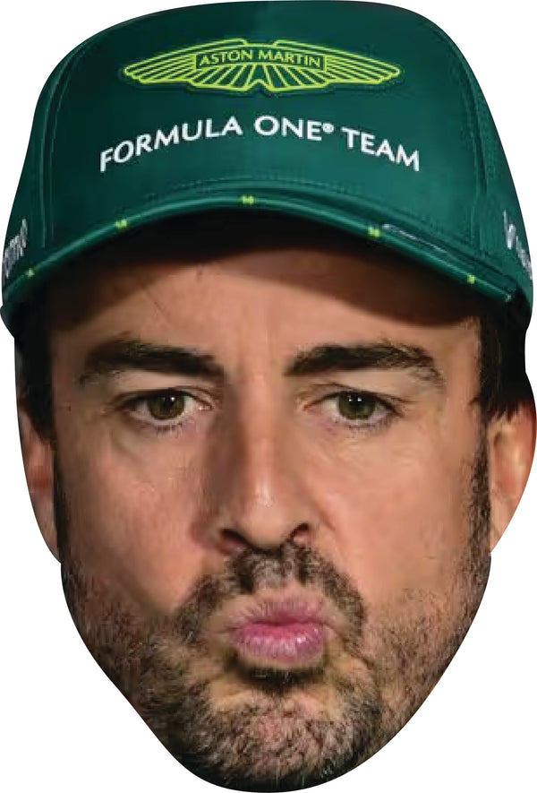 Fernando Alonso Cap Face Mask – F1 Motorsport Celebrity Card Face Mask – Celebrity Mask for Stag Do, Hen Night, Fancy Dress & Costume Parties