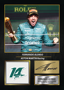 Fernando Alonso Signed Poster Print – Aston Martin F1 Racing Wall Art – Printed Autograph Formula One Poster – Motorsport Fan Gift & Bedroom Decor