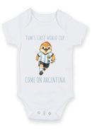 Personalized First World Cup Argentina Baby Grow – Custom Name Football Baby Bodysuit – Come On Argentina Bird Design – Baby Shower Gift for Football Fans – Argentina Supporter Infant Romper