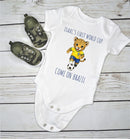 Personalised First World Cup Brazil Baby Grow – Custom Name Football Baby Bodysuit – Come On Brazil Leopard Design – Brazil Supporter Infant Romper – World Cup Baby Gift