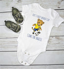 Personalized First World Cup Brazil Baby Grow – Custom Name Football Baby Bodysuit – Come On Brazil Leopard Football Design – Brazil Supporter Infant Romper – World Cup Baby Gift