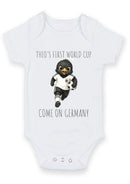 Personalized First World Cup Germany Baby Grow – Custom Name Football Baby Bodysuit – Come On Germany Eagle Design – Germany Football Supporter Baby Romper – World Cup Baby Gift for Boys & Girls