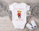 Personalized First World Cup Spain Baby Grow – Custom Name Spain Football Baby Bodysuit – Come On Spain Bull Design – Spanish Football Fan Baby Romper – Newborn Supporter Gift