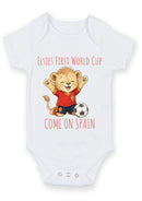 Personalized First World Cup Spain Baby Grow – Custom Name Spain Football Baby Bodysuit – Come On Spain Lion Design – Spanish Football Fan Baby Romper – Newborn Soccer Gift