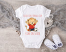 Personalized First World Cup Spain Baby Grow – Custom Name Spain Football Baby Bodysuit – Come On Spain Lion Design – Spanish Football Fan Baby Romper – Newborn Soccer Gift