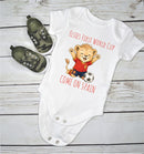 Personalized First World Cup Spain Baby Grow – Custom Name Spain Football Baby Bodysuit – Come On Spain Lion Design – Spanish Football Fan Baby Romper – Newborn Soccer Gift