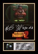Five Nights at Freddy’s 2 Printed Autograph Poster – Matthew Lillard, Josh Hutcherson & Elizabeth Lail Horror Movie Wall Art – FNAF Film Memorabilia Poster Print