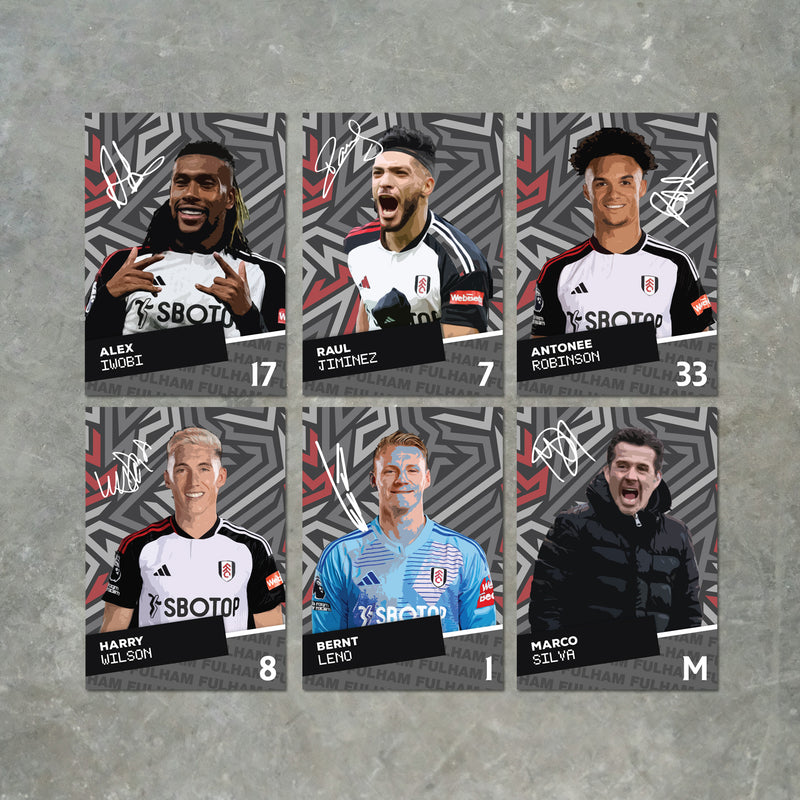 Fulham Players SIGNED A6 Poster Pack - 6 Autographed Poster Print Cards (Iwobi, Jiminez, Robinson, Wilson, Leno, Silva)