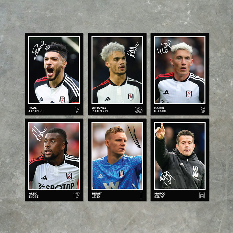 Fulham Players SIGNED A6 Poster Pack 2 - 6 Autographed Poster Print Cards (Iwobi, Jiminez, Robinson, Wilson, Leno, Silva)