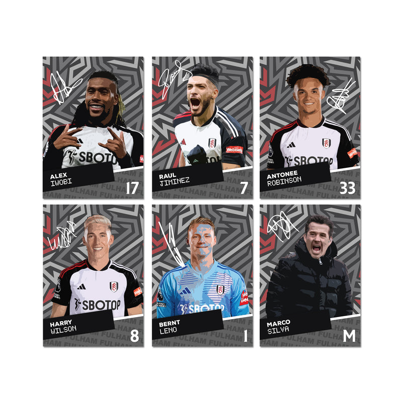 Fulham Players SIGNED A6 Poster Pack - 6 Autographed Poster Print Cards (Iwobi, Jiminez, Robinson, Wilson, Leno, Silva)