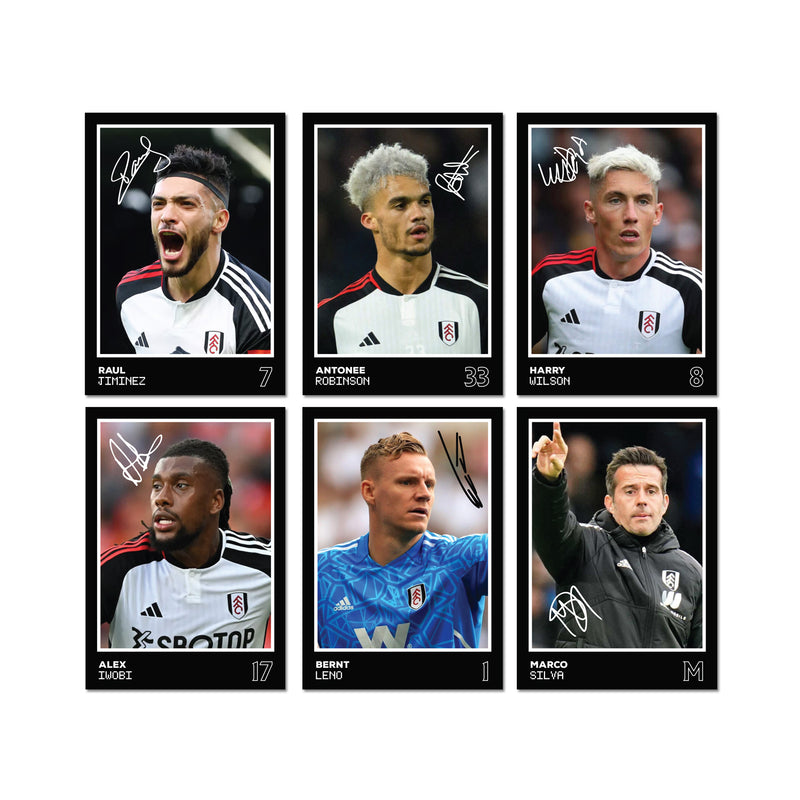 Fulham Players SIGNED A6 Poster Pack 2 - 6 Autographed Poster Print Cards (Iwobi, Jiminez, Robinson, Wilson, Leno, Silva)