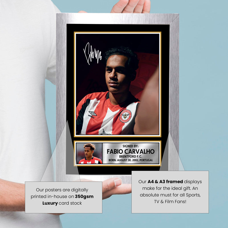 Fabio Carvalho Brentford F.C. Poster Print – Signed Autograph Style Football Wall Art   – Framed or Unframed – Gift for Fans