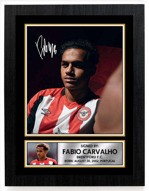 Fabio Carvalho Brentford F.C. Poster Print – Printed Signature Style Football Wall Art – Framed or Unframed – Gift for Fans