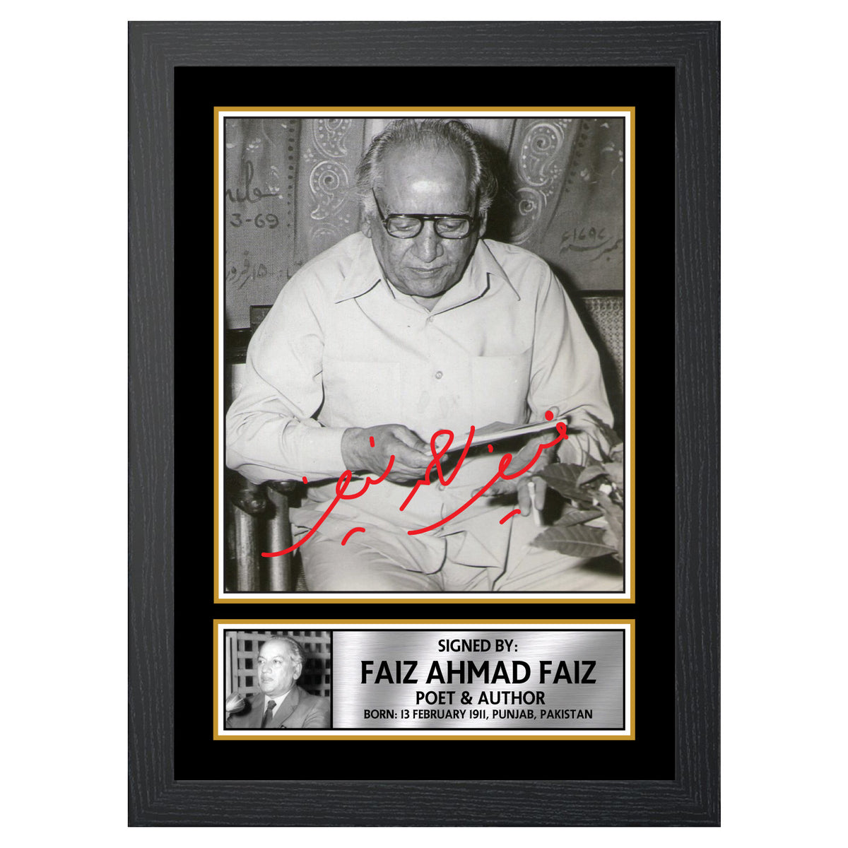 Faiz Ahmad Faiz M210 Authors Printed Signature Poster Print Gift
