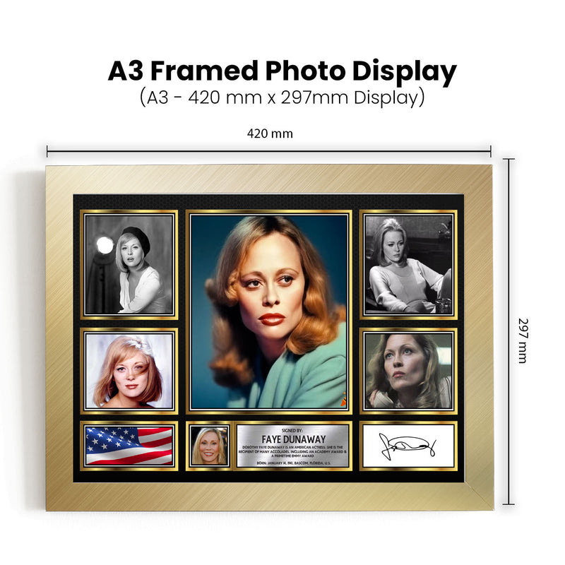 Faye Dunaway Actors Framed Autographed Print - Limited Edition Autograph Fan Gift – Collectible Memorabilia Merchandise