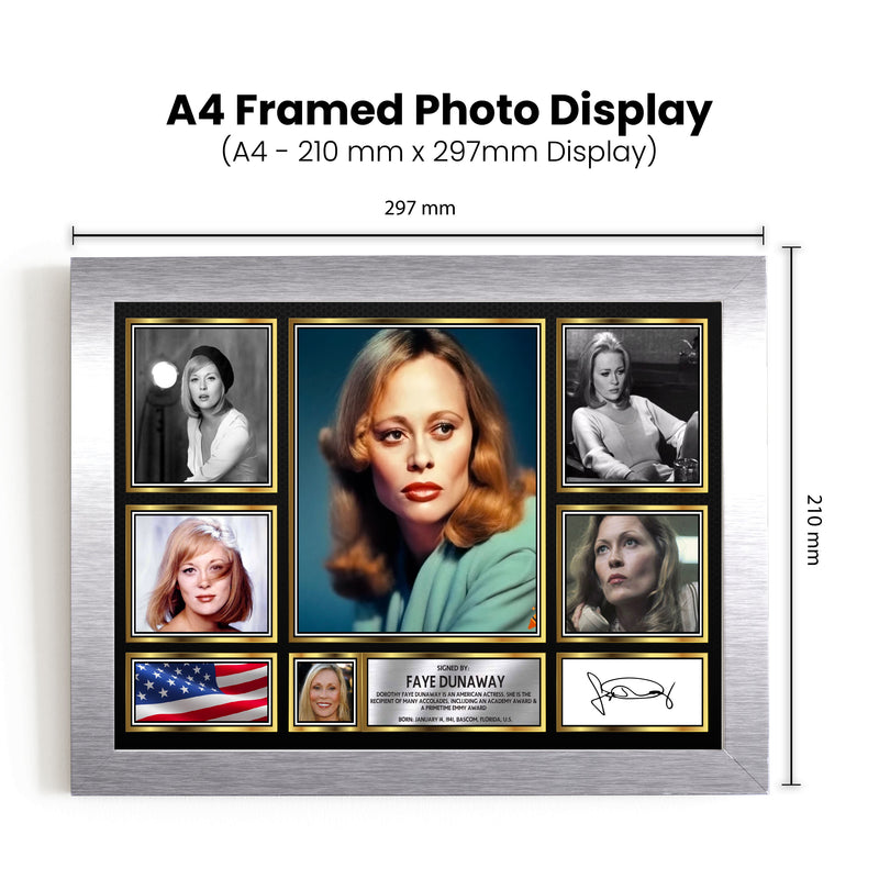 Faye Dunaway Actors Framed Autographed Print - Limited Edition Autograph Fan Gift – Collectible Memorabilia Merchandise