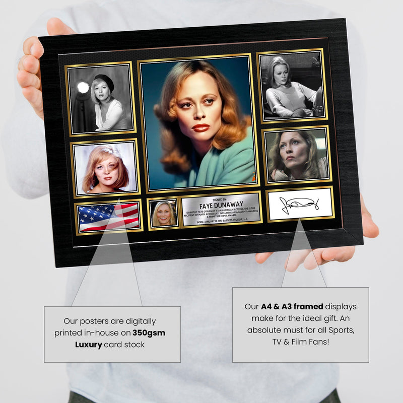 Faye Dunaway Actors Framed Autographed Print - Limited Edition Autograph Fan Gift – Collectible Memorabilia Merchandise