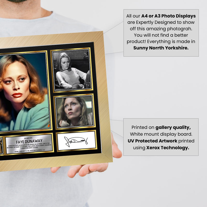 Faye Dunaway Actors Framed Autographed Print - Limited Edition Autograph Fan Gift – Collectible Memorabilia Merchandise