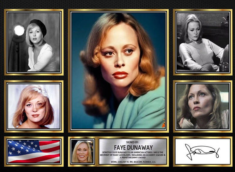 Faye Dunaway Actors Framed Autographed Print - Limited Edition Autograph Fan Gift – Collectible Memorabilia Merchandise