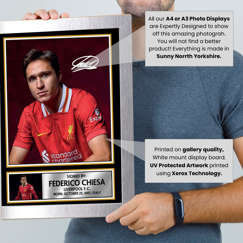 Federico Chiesa Liverpool F.C. Poster Print – Signed Autograph Style Football Wall Art   – Framed or Unframed – Gift for Fans