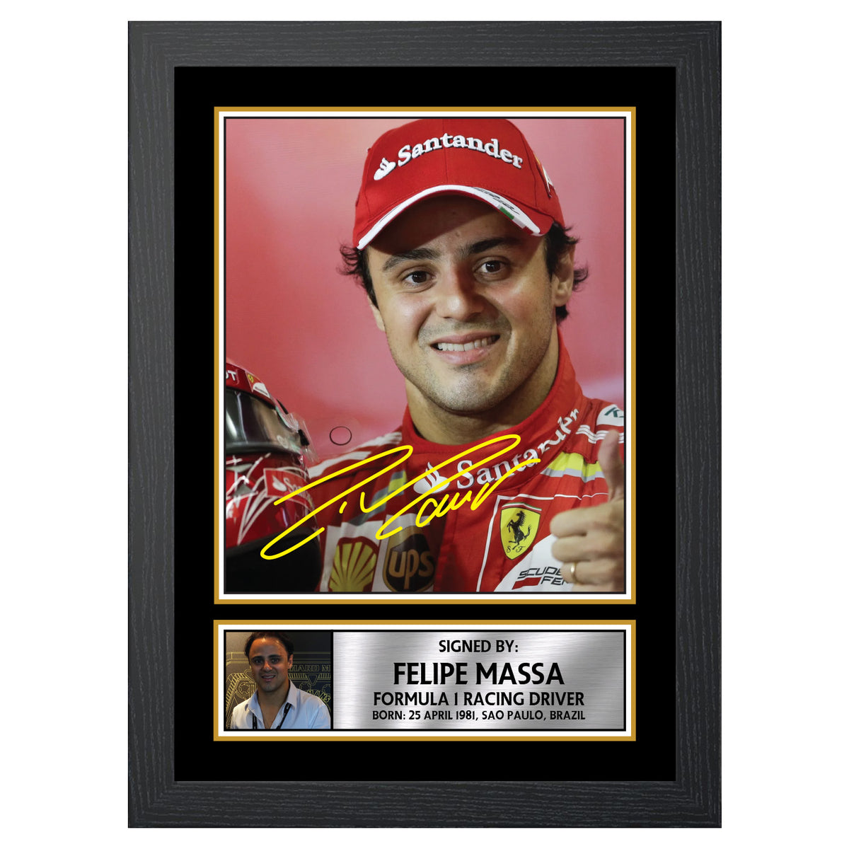 Felipe Massa M498 Motor Racer Printed Signature Poster Print Gift